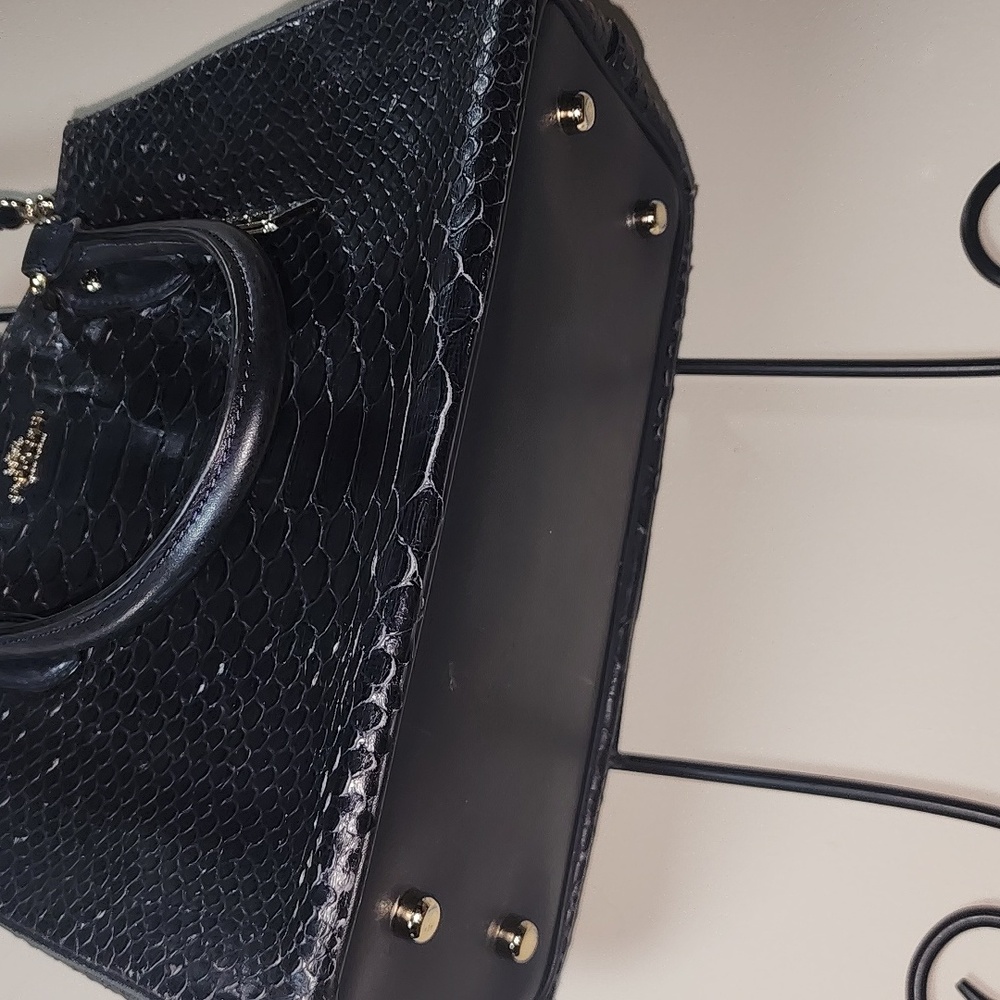 Python Snake Skin Inspired Navy Satchel Shoulder … - image 6